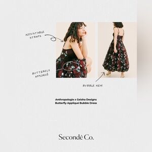 Anthropologie Geisha Designs Butterfly Appliqué Bubble Dress